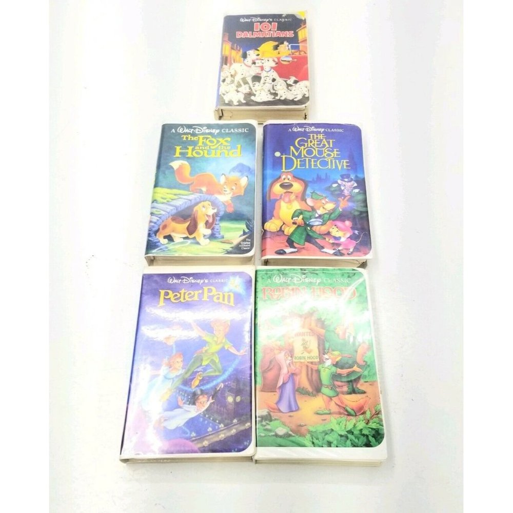 Disney Black Diamond VHS Tapes Lot Of 5 Mouse Fox Peter 101 Robin 9514